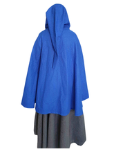 ANITA P. Blue Wool Riding Cape – Medieval Viking Woolen Cloak with Hood